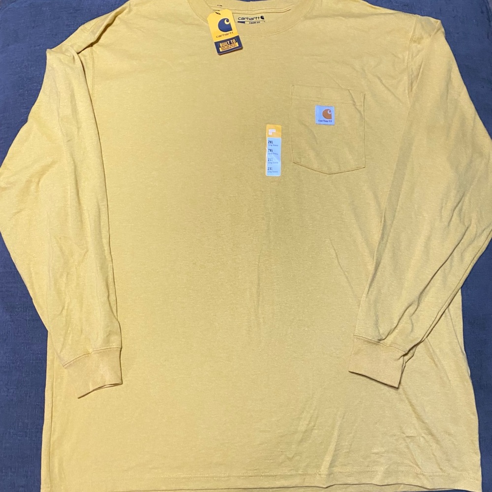 Carhartt Yellow Long Sleeve Tee XXL Classic Crew Neck Mustard yellow